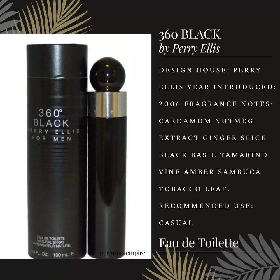 360 Black by Perry Ellis for Men - 3.4 oz EDT Spray