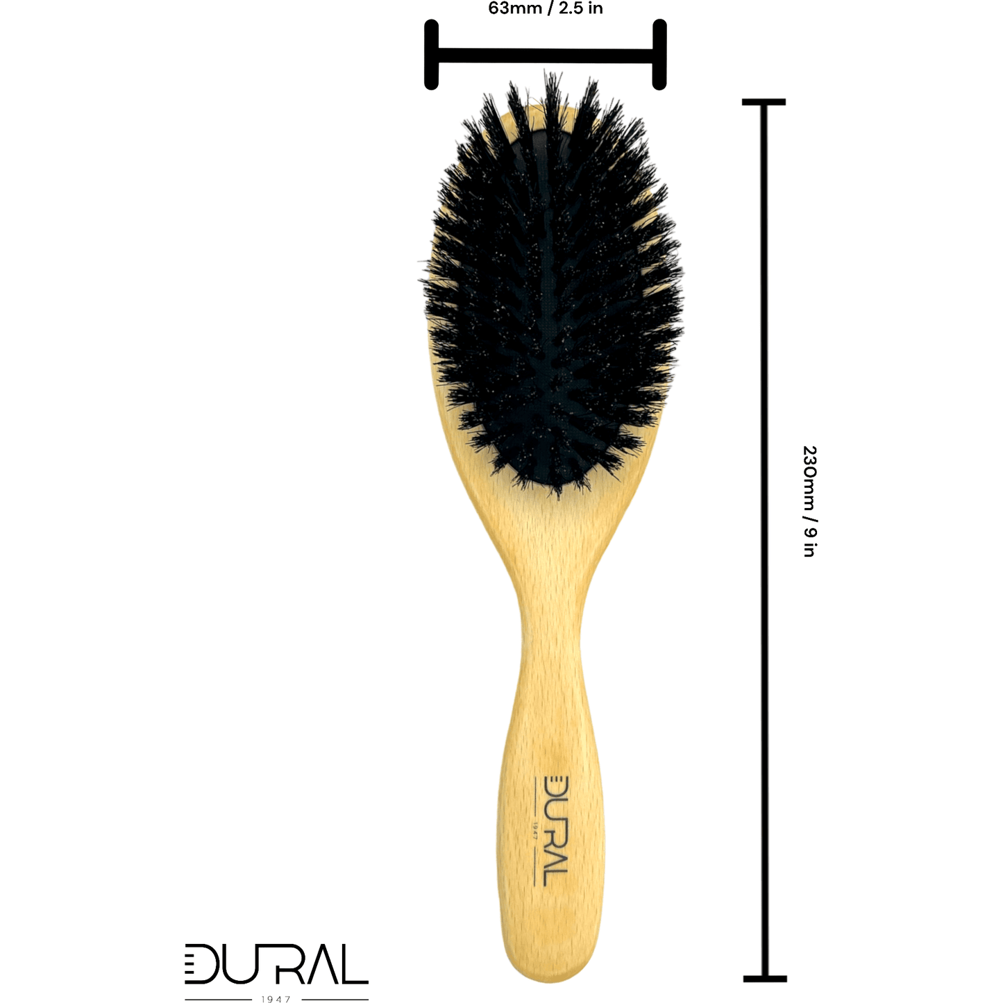 Dural Beech wood rubber cushion hair brush with boar bristles