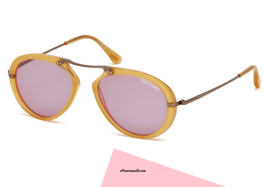 Tom Ford TF473 39Y Aaron - Shiny Yellow-Violet by Tom Ford for Unisex - 53-17-145 mm Sunglasses