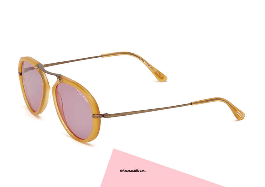 Tom Ford TF473 39Y Aaron - Shiny Yellow-Violet by Tom Ford for Unisex - 53-17-145 mm Sunglasses