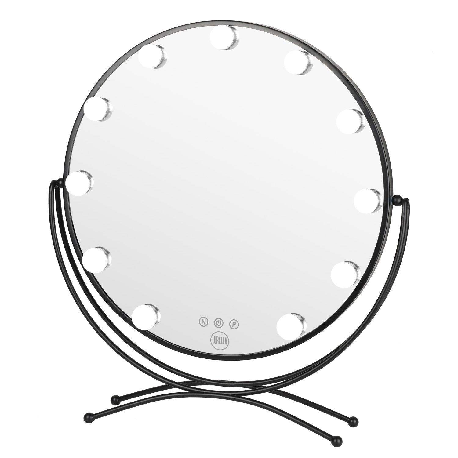 11 Bulb Round Vanity Mirror - Jet Black - BarberSets