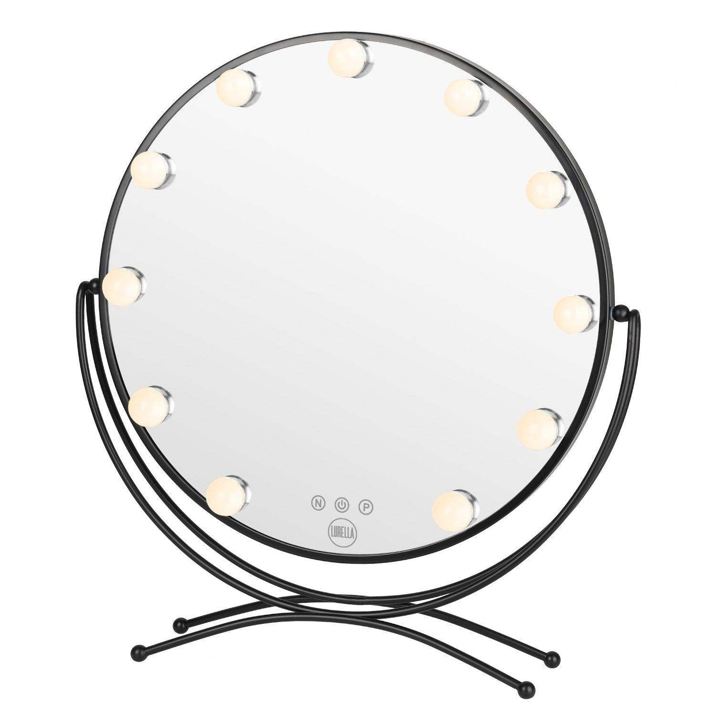 11 Bulb Round Vanity Mirror - Jet Black - BarberSets