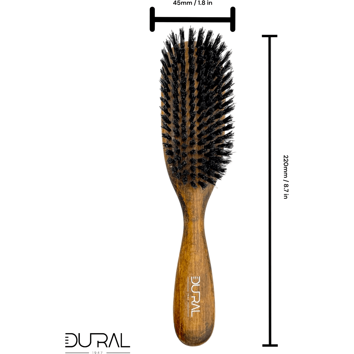 Dural Beech wood big oval hair brush with boar bristles - 8 rows