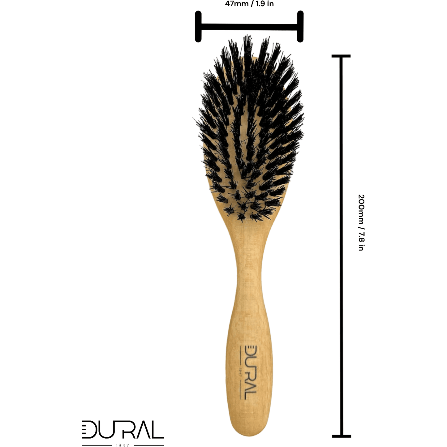 Dural Beech wood hair brush with boar bristles - 7 rows