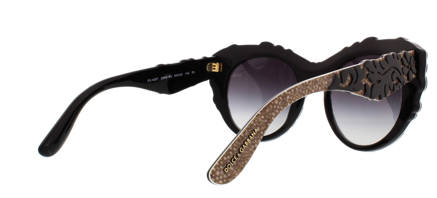Dolce and Gabbana DG 4267 2998-8G - Top Black texture Tissue-Grey Gradient by Dolce and Gabbana for Women - 53-20-140 mm Sunglasses
