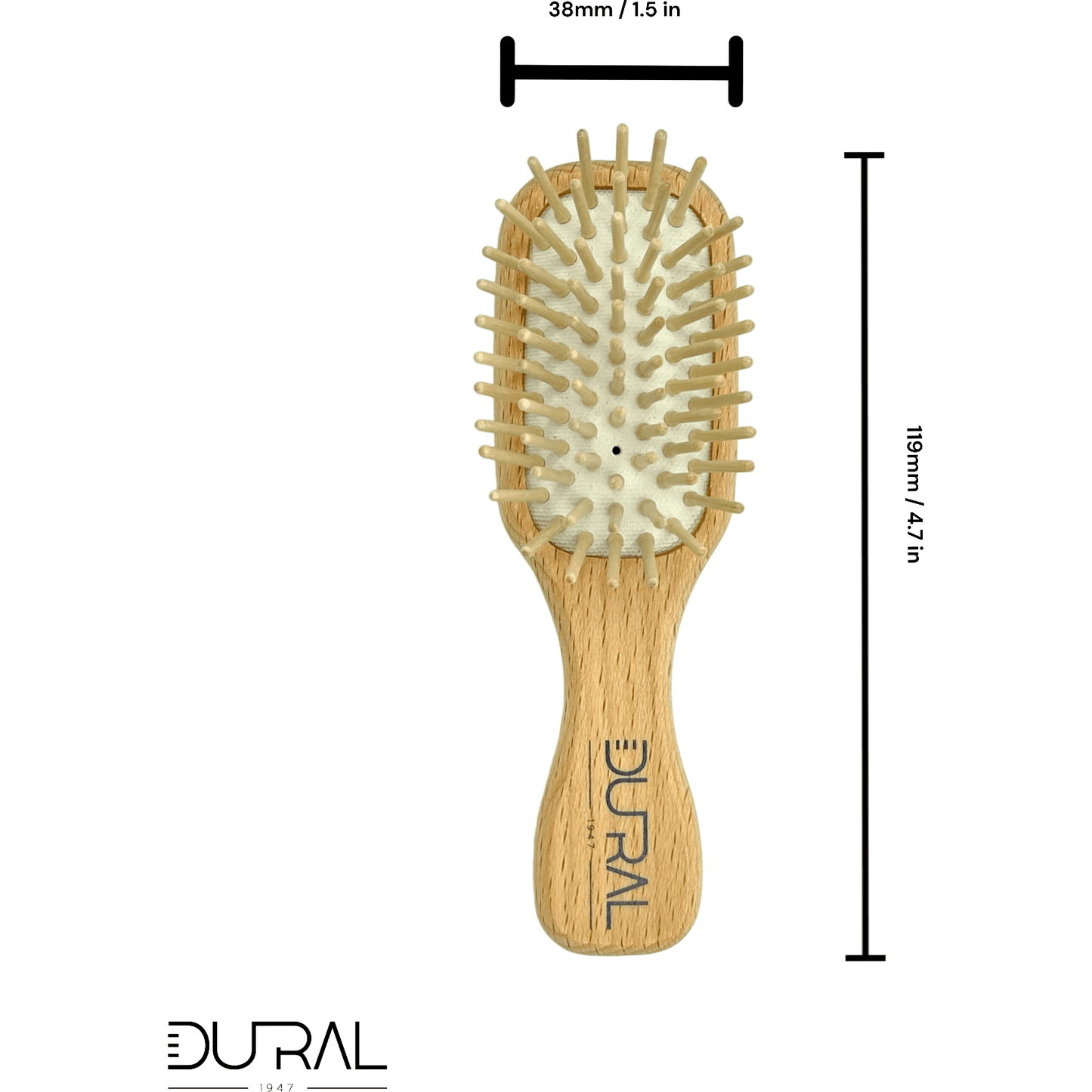 Dural Beech wood rubber cushion mini hair brush with wooden pins