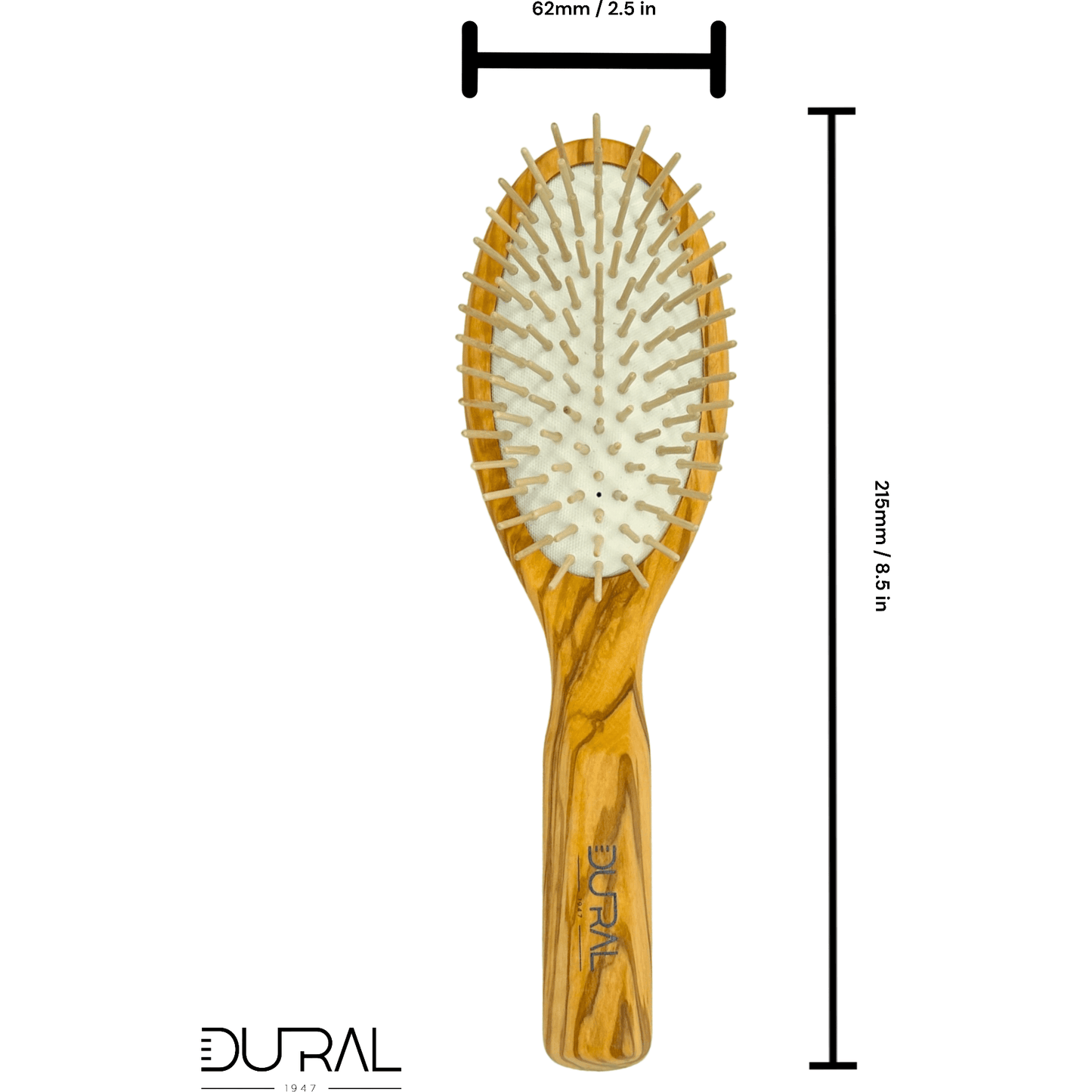 Dural Olive wood rubber cushion hair brush with wooden pins