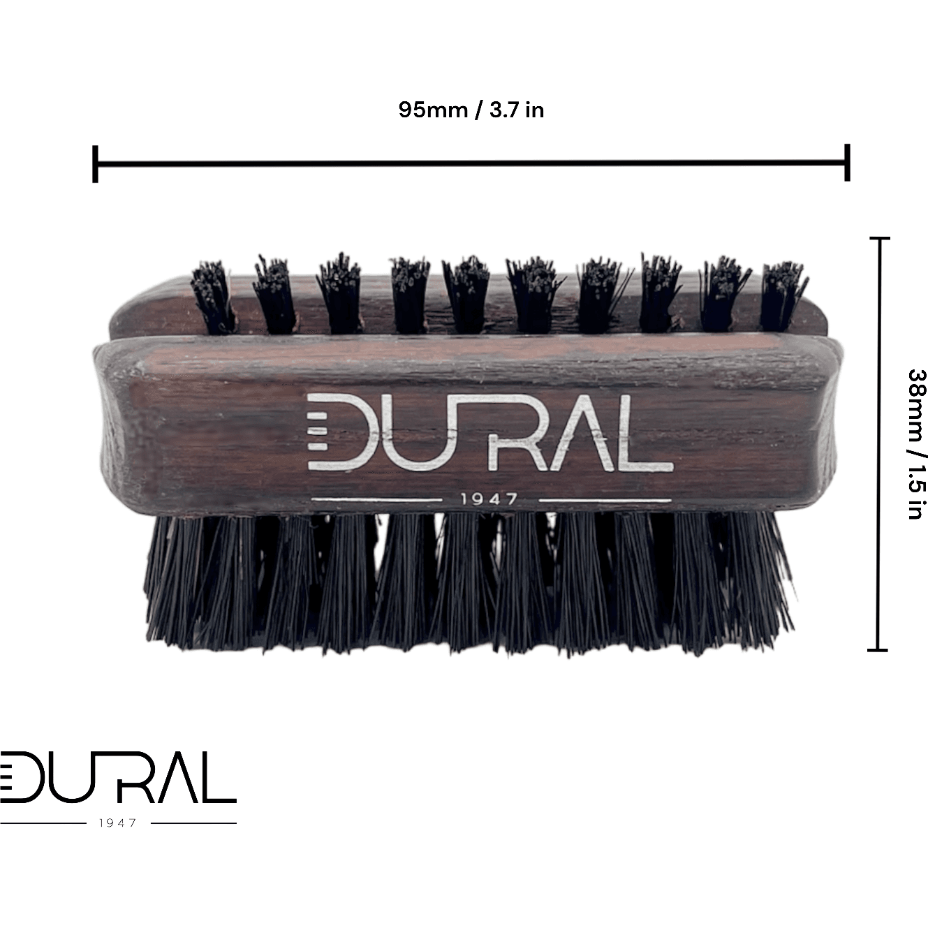 Dural Thermo ash wood travel size nail brush with black natural bristles