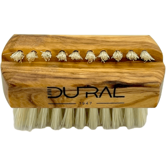 Dural Olive wood travel size nail brush with light natural bristles