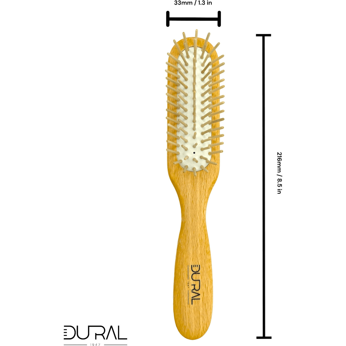 Dural Beech wood rubber cushion hair brush with wooden pins