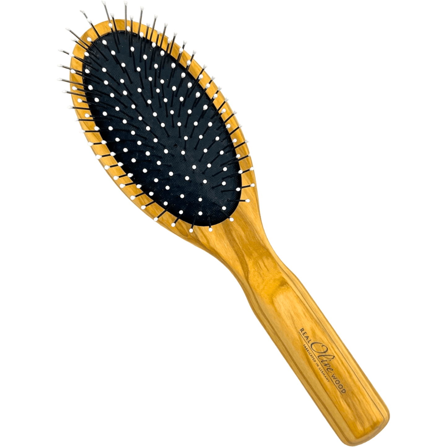 Dural Olive wood rubber cushion hair brush with steel pins and ball tips