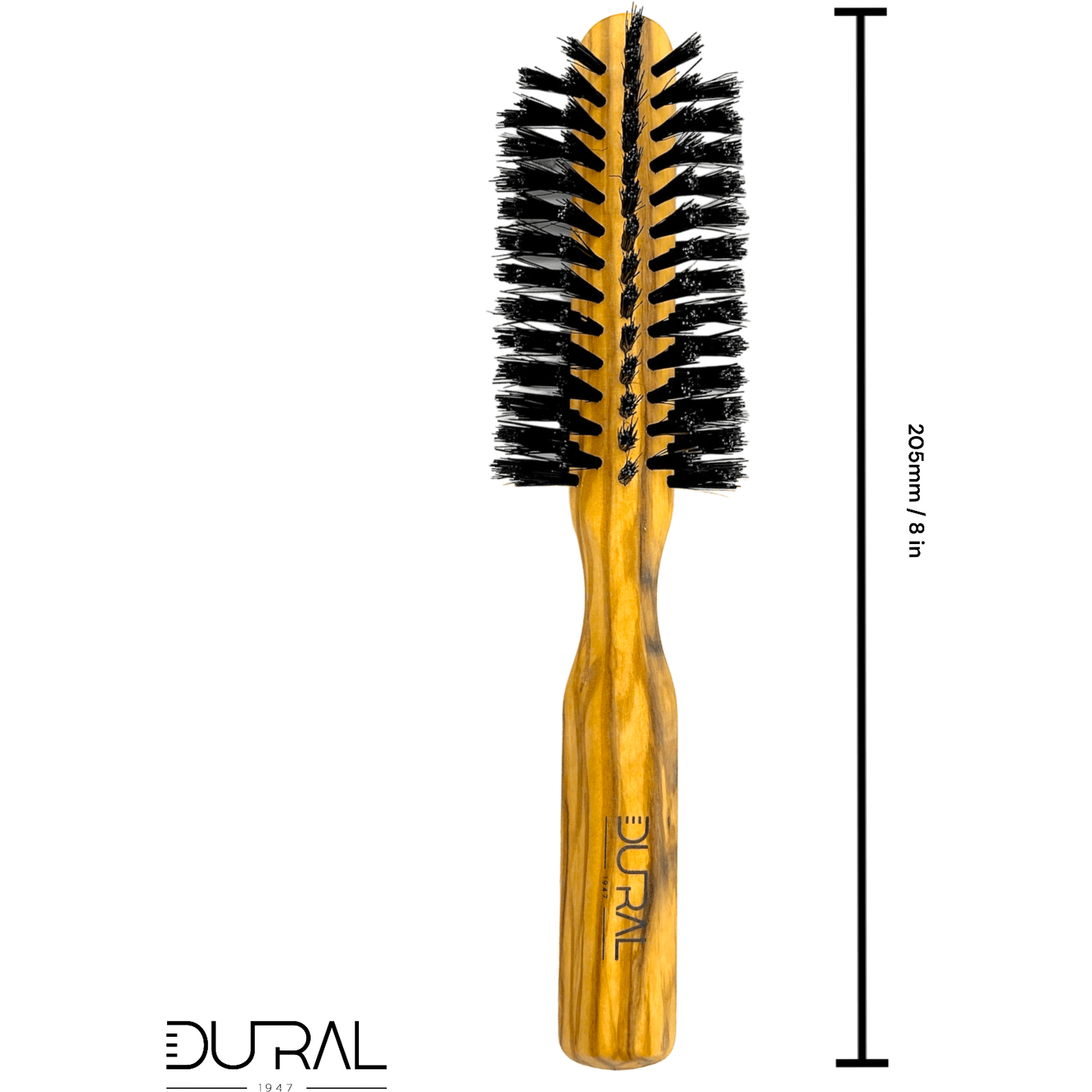 Dural Olive Wood Half-Round Hair Brush With Boar Bristles - 7 rows