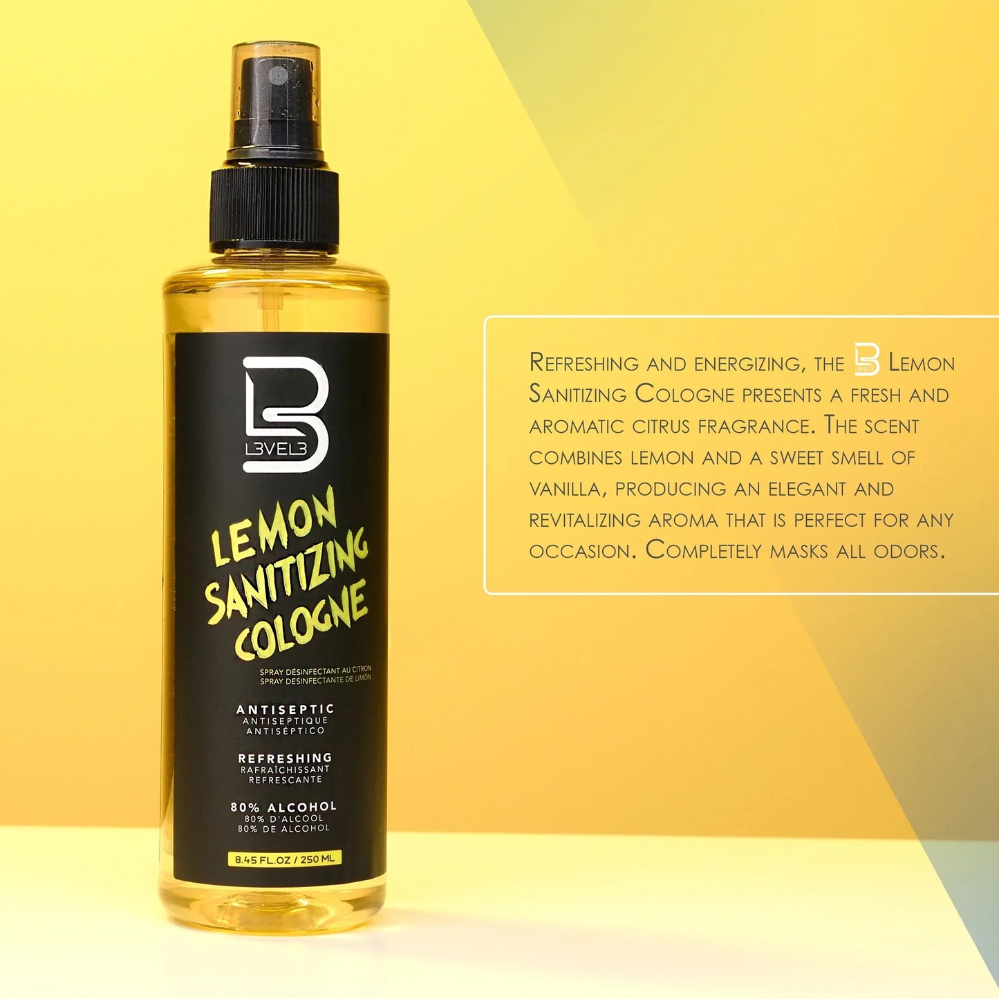 L3VEL3 Lemon Sanitizing Cologne 8.45 oz