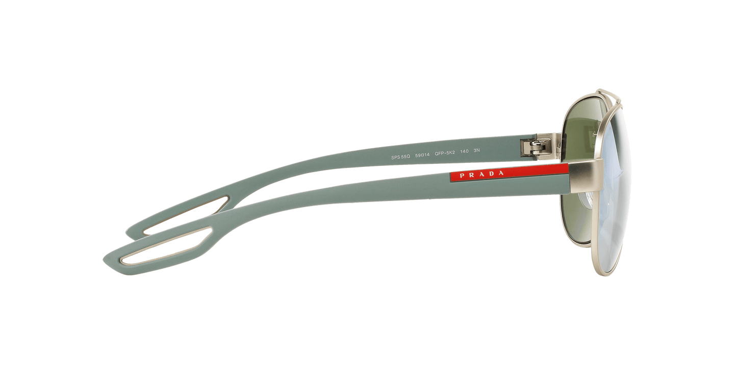 Prada SPS 55Q QFP-5K2 - Silver Rubber-Green Silver by Prada for Men - 59-14-140 mm Sunglasses