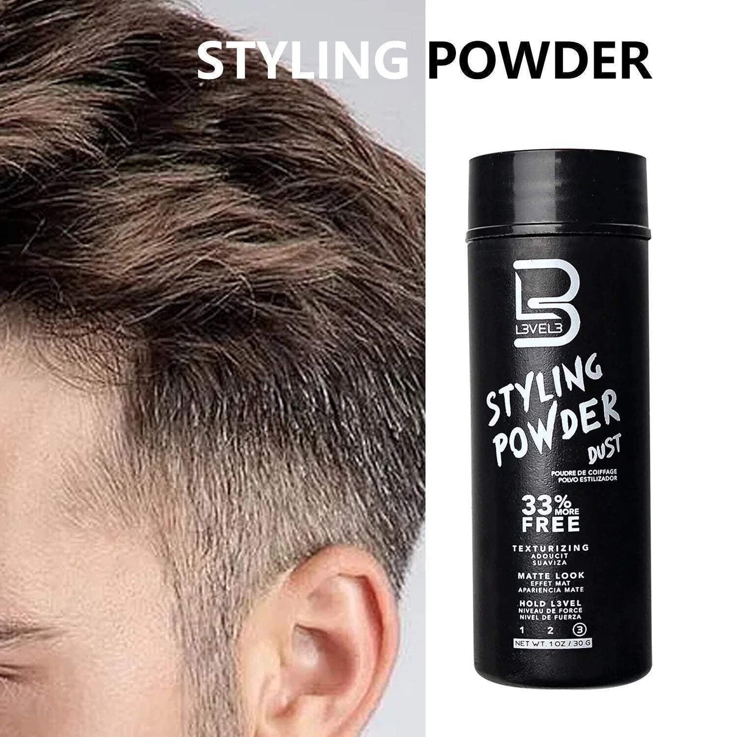 L3 Level3 Styling Powder - Natural Look Mens Powder - Easy to Apply with No Oil or Greasy Residue- 30 Grams(1 oz.)
