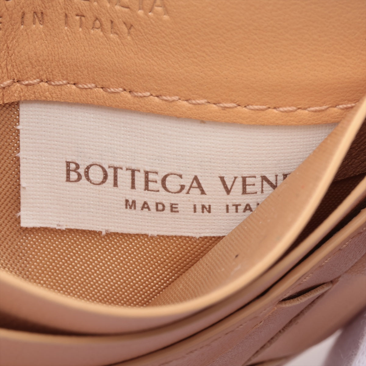 Bottega Veneta Intrecciato Leather Card Case Beige