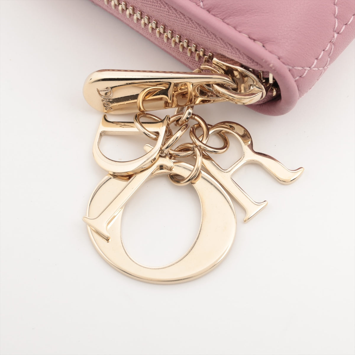 Dior Lady Dior Leather Zip Around Wallet Pink