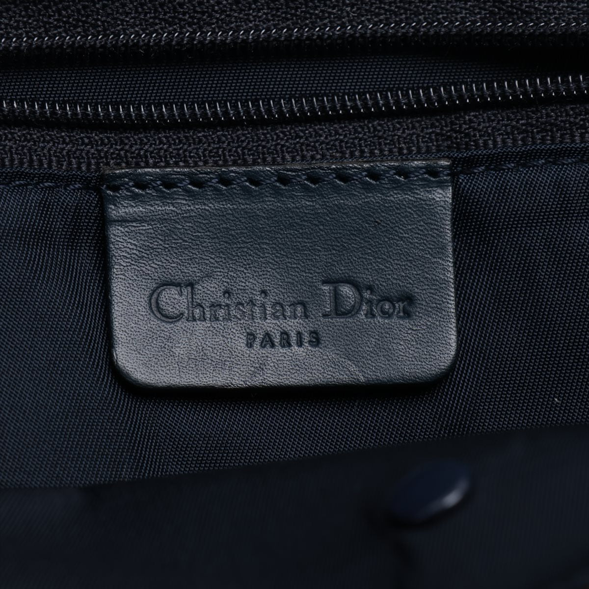 Christian Dior Trotter Canvas Leather Boston Bag Navy Blue