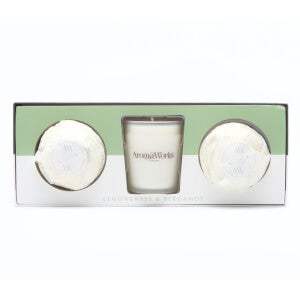 Light Candle Set - Lemongrass and Bergamot by Aromaworks for Unisex - 3 Pc 2.65oz Candle, 2 Mini AromaBomb