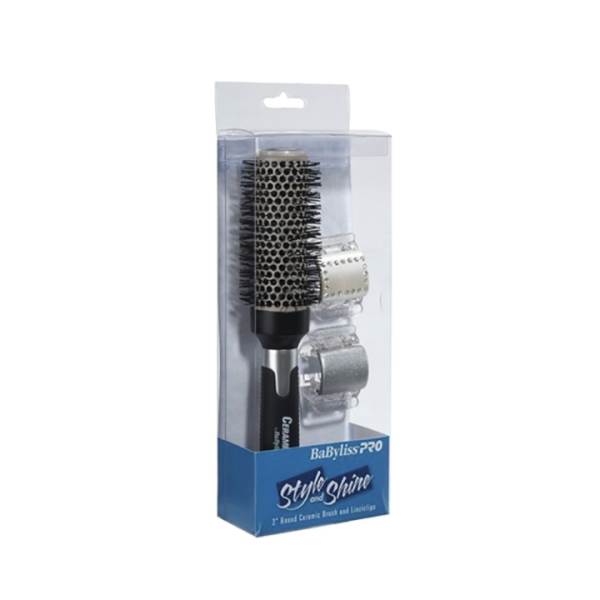 BaBylissPRO Style and Shine 2" Round Ceramic Brush and Linziclips