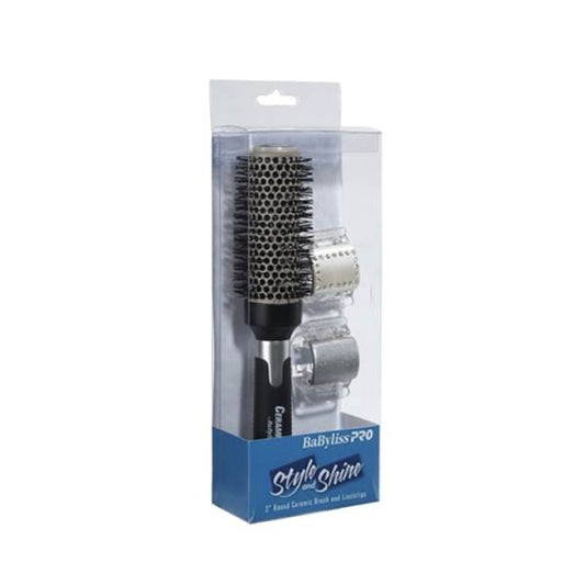BaBylissPRO Style and Shine 2" Round Ceramic Brush and Linziclips