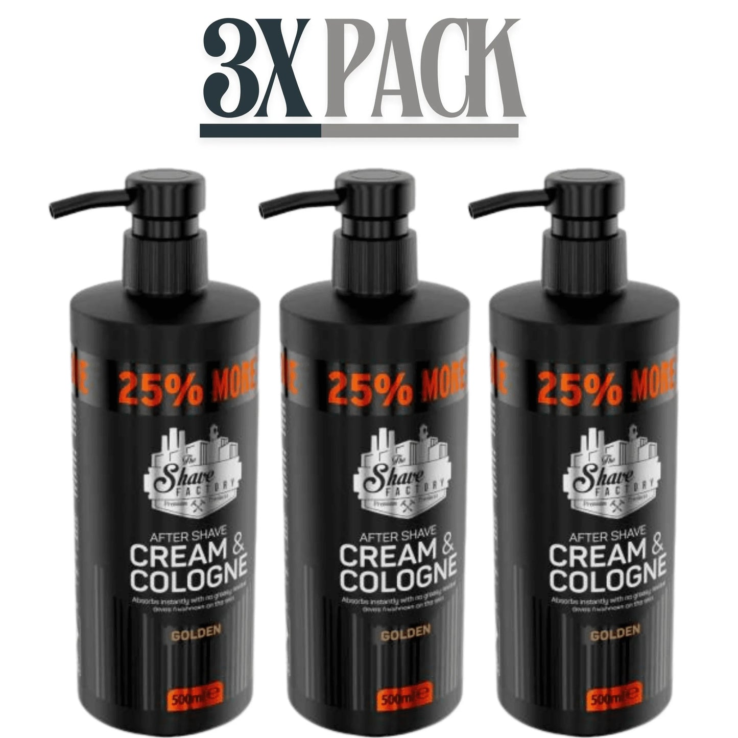 The Shave Factory After Shave Cream & Cologne 2 in 1 Golden 500ml / 16.9 oz Multipack