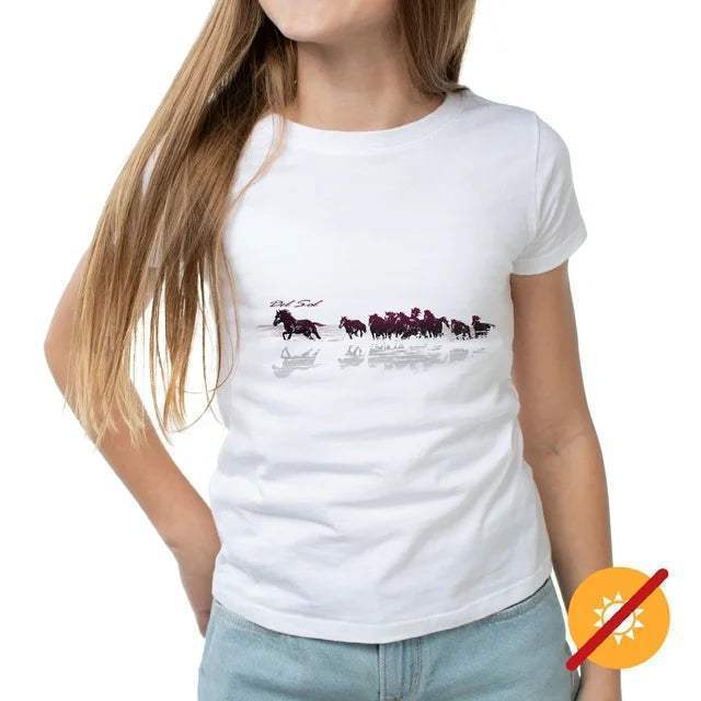 Girls Crew Tee - Wild Horse - White by DelSol for Women - 1 Pc T-Shirt (YS)