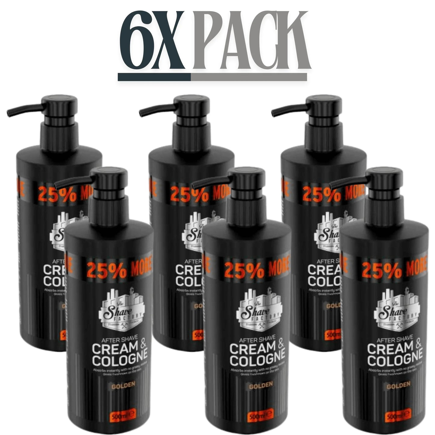 The Shave Factory After Shave Cream & Cologne 2 in 1 Golden 500ml / 16.9 oz Multipack