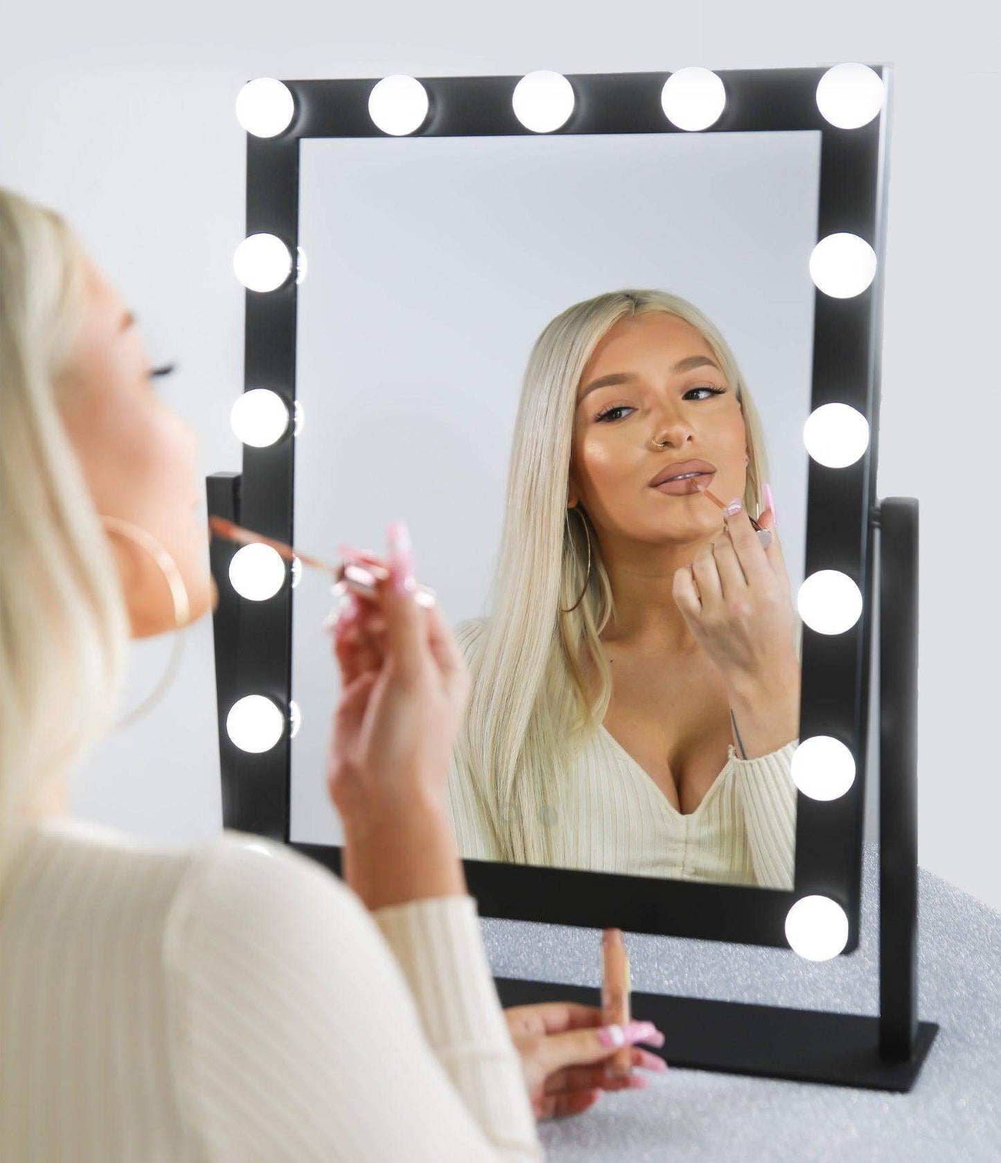 15 Bulb Vanity Mirror - Black - BarberSets