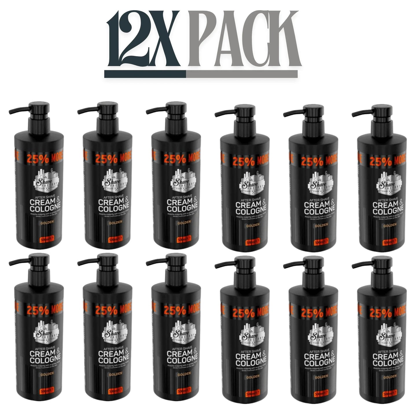 The Shave Factory After Shave Cream & Cologne 2 in 1 Golden 500ml / 16.9 oz Multipack