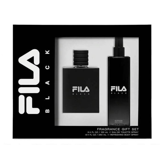 Fila Black by Fila for Men - 2 Pc Gift Set 3.4oz EDT Spray, 8.4oz Body Spray