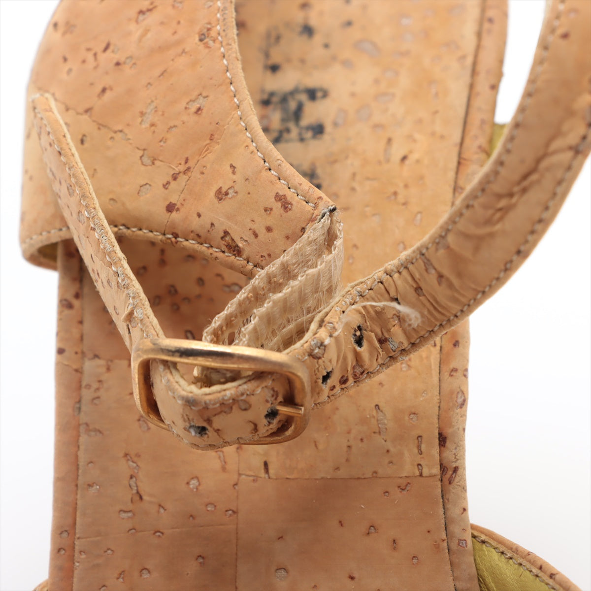 Chanel Strap Wine Cork Sandal Beige