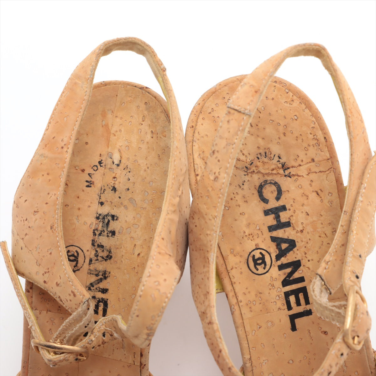 Chanel Strap Wine Cork Sandal Beige