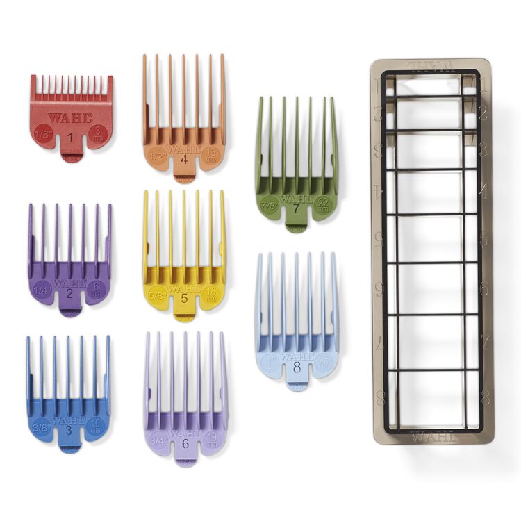 Wahl 8 Color Coded Cutting Guide Comb Set with Organizer