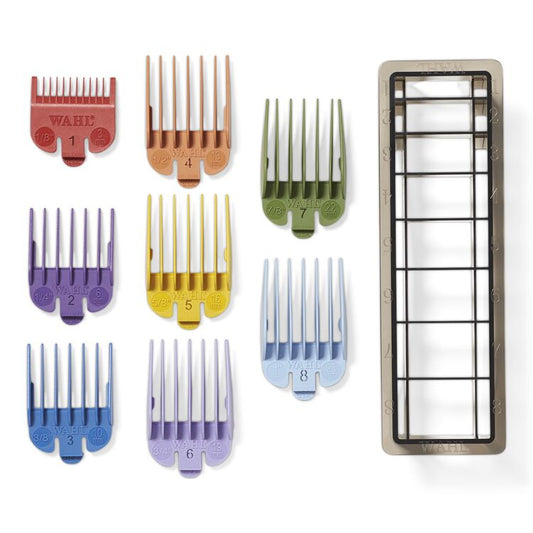Wahl 8 Color Coded Cutting Guide Comb Set with Organizer