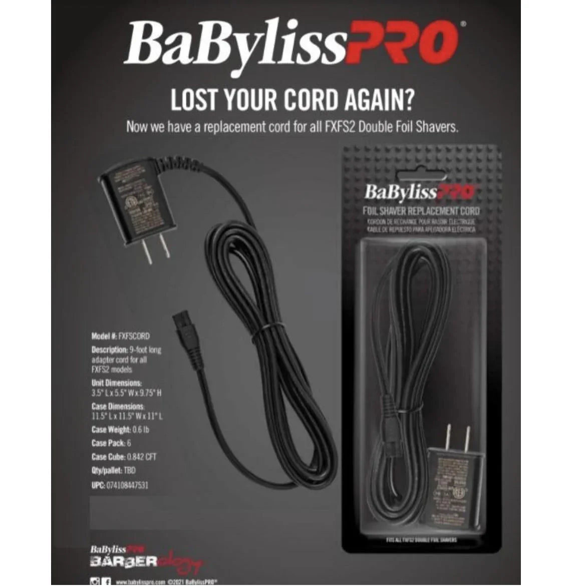 BaByliss Pro Replacement Power Cord