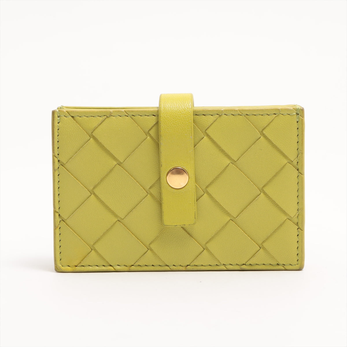 Bottega Veneta Intrecciato Leather Card Case Lime
