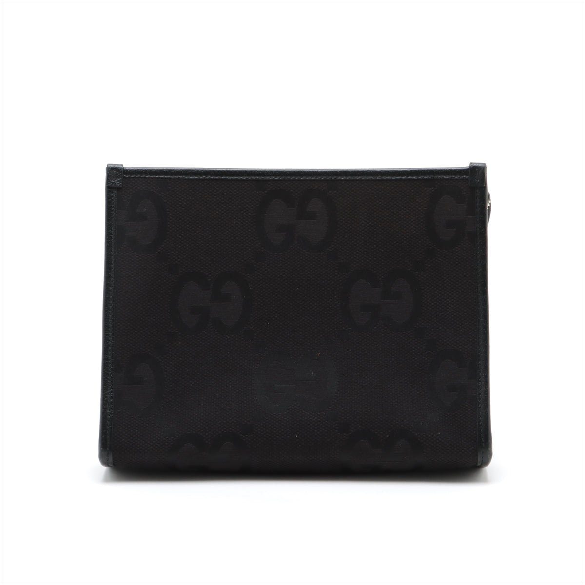 Gucci Jumbo GG Canvas  Leather Clutch Bag Black