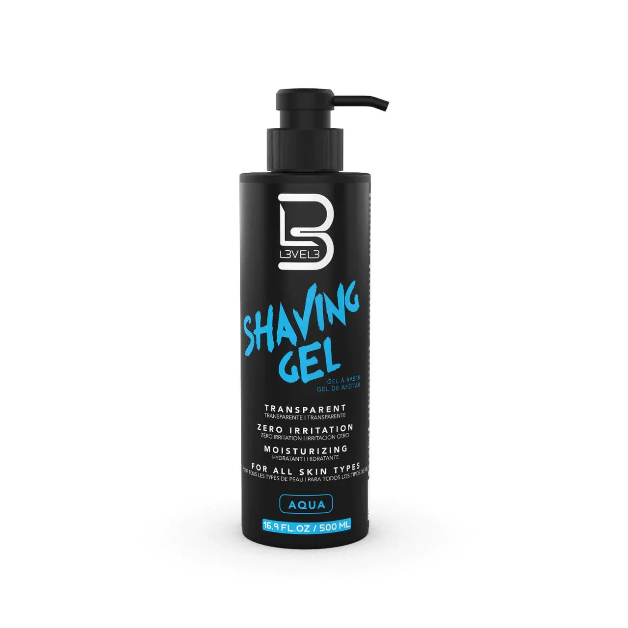 L3VEL3 Transparent Aqua Shaving Gel 500ml / 16.9 oz - Multipack