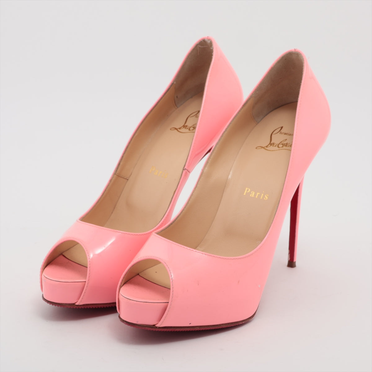 Christian Louboutin Patent Leather Open-toe Pump Pink