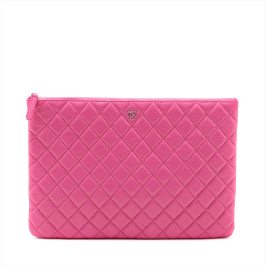 Chanel Matelasse Caviar Skin Clutch Bag Pink