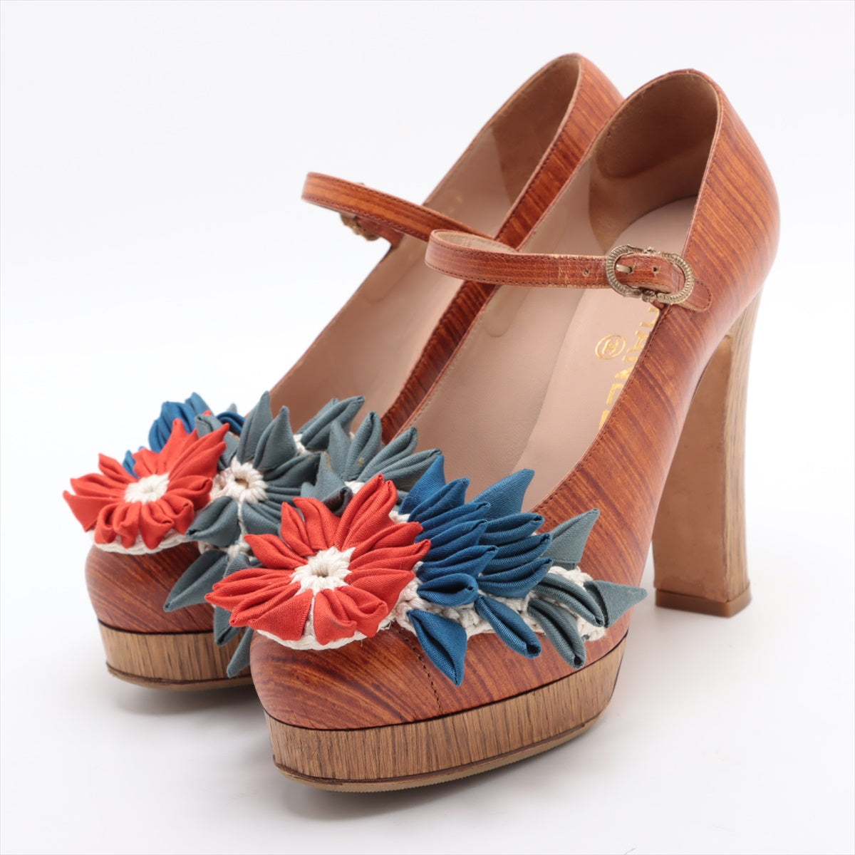 Chanel Rare Multicolor Floral Wood Pumps Limited Edition