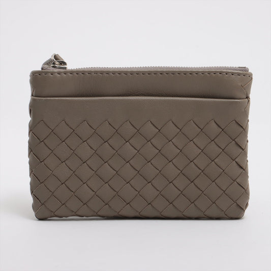 Bottega Veneta Intrecciato Leather Coin Case Taupe