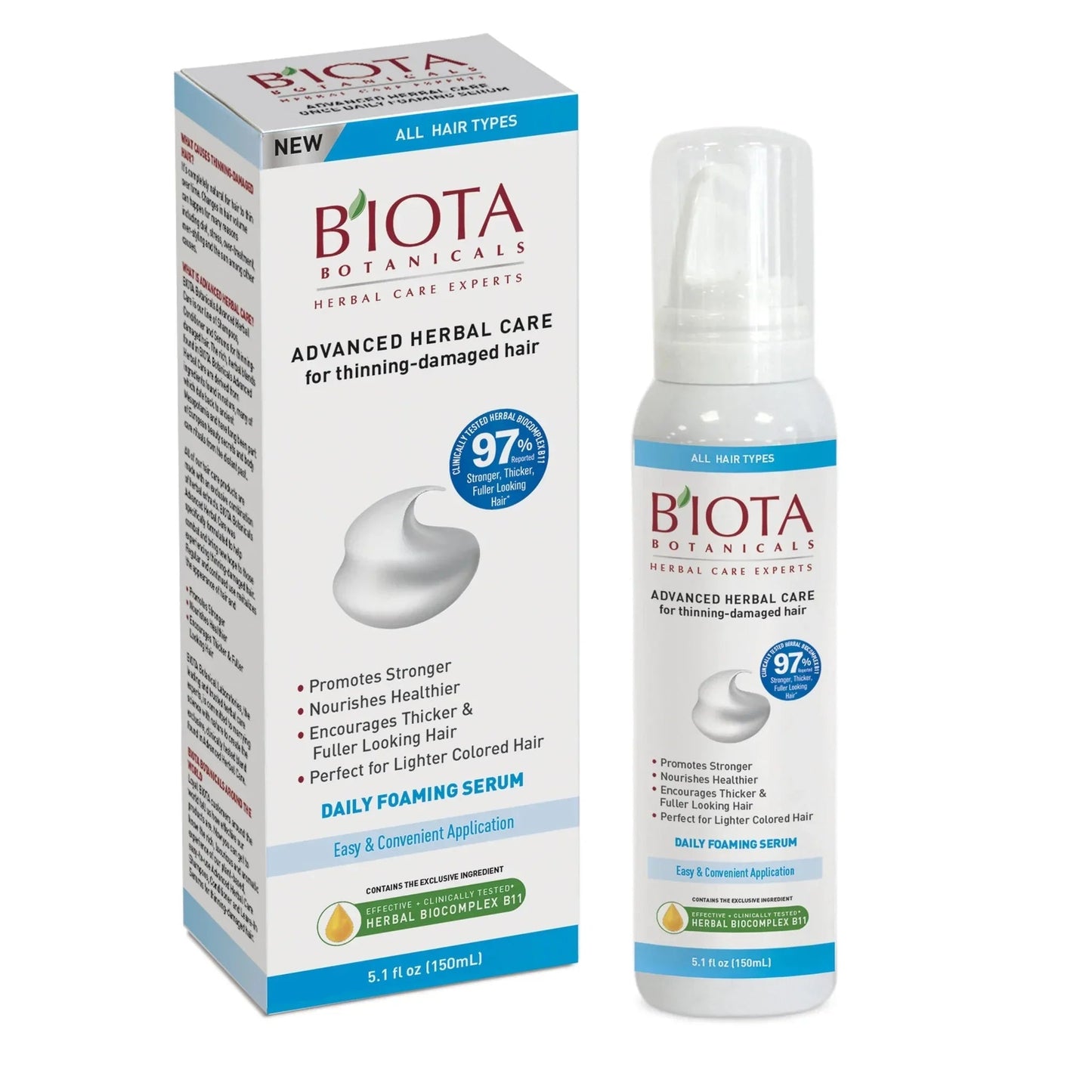 Biota Botanicals Advanced Herbal Care Foaming Serum for Thinning - Damaged Hair 150ml / 5.1 oz