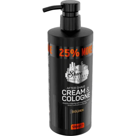 The Shave Factory After Shave Cream & Cologne 2 in 1 Golden 500ml / 16.9 oz Multipack