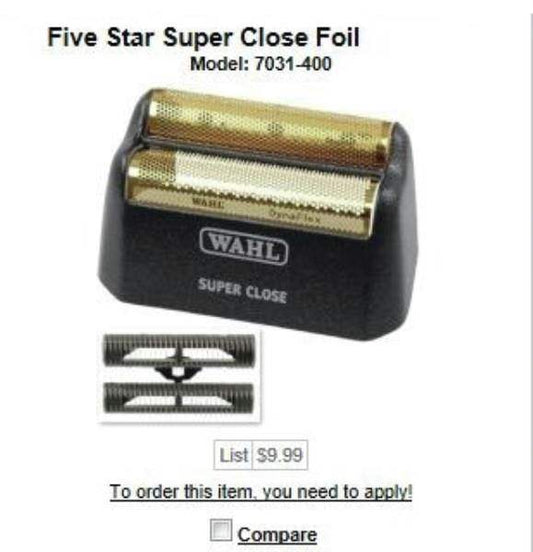 Wahl Shaver/Shaper Super Close Replacement Foil- Silver