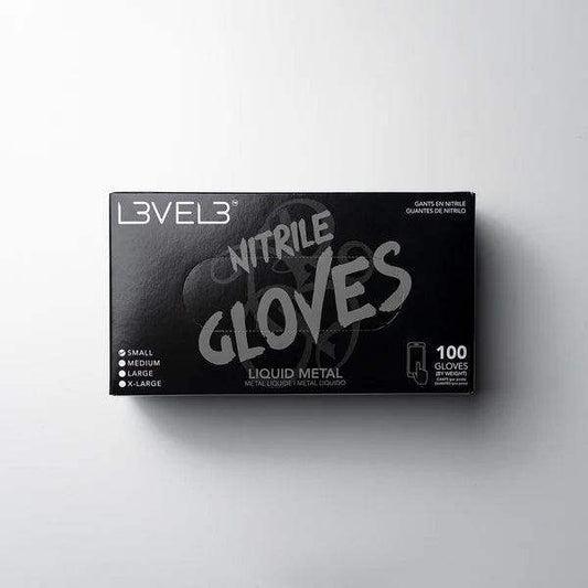 LV3 Nitrile Gloves (100ct) - Silver Xlarge X-Large - BarberSets