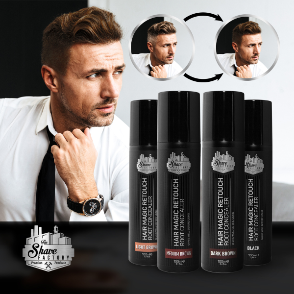 The Shave Factory Hair Magic Retouch Spray - Light Brown - 3.38 oz