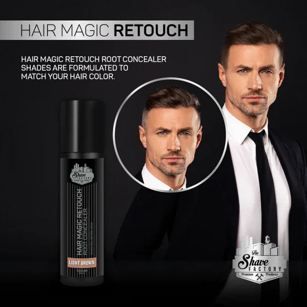 The Shave Factory Hair Magic Retouch Spray - Light Brown - 100ml / 3.38 oz
