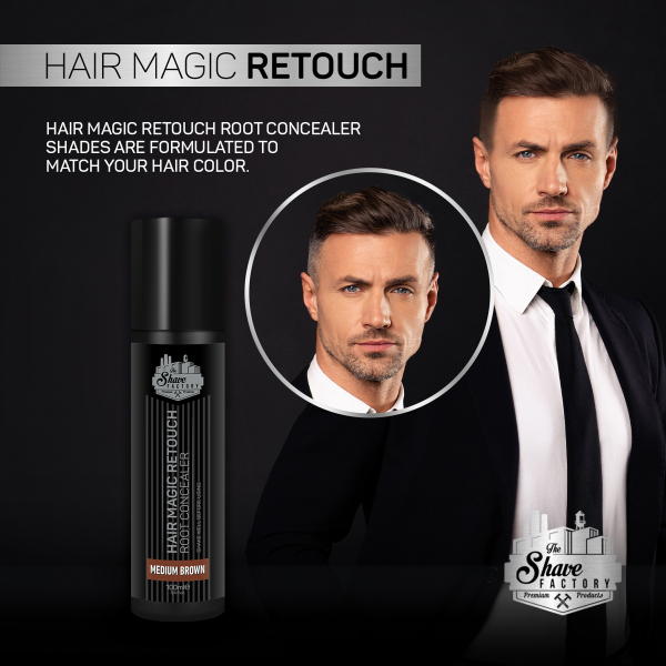 The Shave Factory Hair Magic Retouch Spray - Medium Brown - 3.38 oz